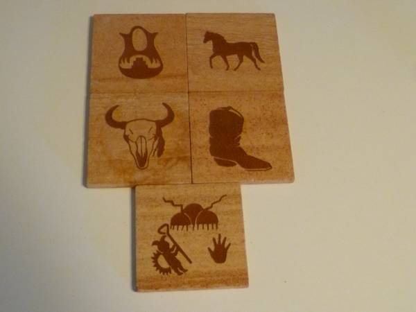 ????Very cool SANDSTONE coasters with Western Designs- VERY NICE PIECE