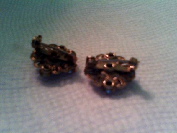 2 Vintage Pink Crystal & Rose PINS