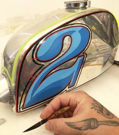 Hand pinstriping lettering MOBILE TO YOU