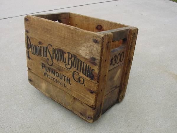 Antique Plymouth Bottling advertising wood crate