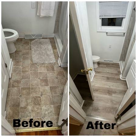 AFFORDABLE vinyl plank flooring installation, trim and painting!