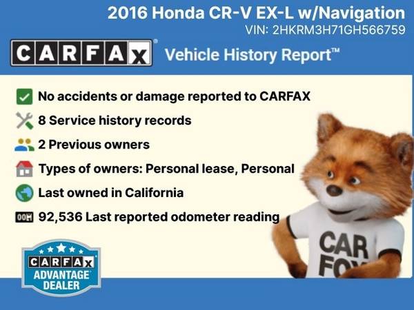 2016 Honda CR-V CRV EX-L w/Navigation SUV