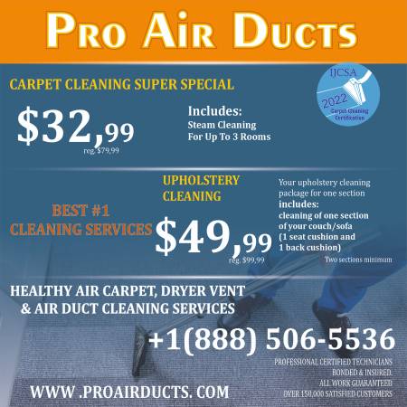 ??Air Duct, Dryer Vent Cleaning Package, $32.99 Carpet Cleaning