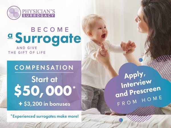 Surrogates Earn $50-70k+ ?? Great 2nd Job ?? $1200 screening bonus