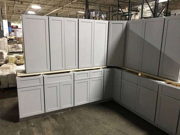 New Gray Shaker Kitchen Wood Cabinets & Bathroom Vanity Cupboards!