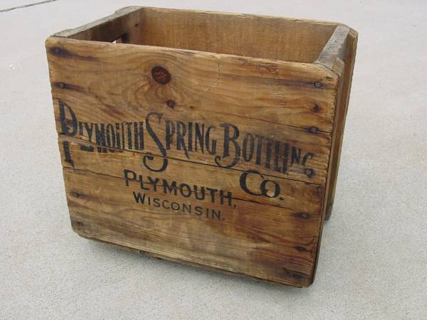 Antique Plymouth Bottling advertising wood crate