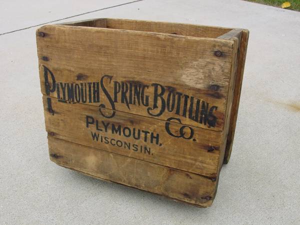 Antique Plymouth Bottling advertising wood crate