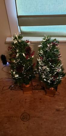 2 Matching 3 Foot Tall Fiber Optic Decorative Trees