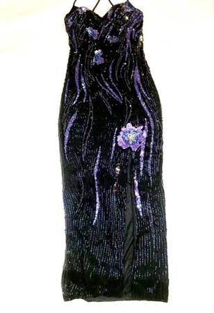 DESIGNER Sequin & Glass Bead Gown