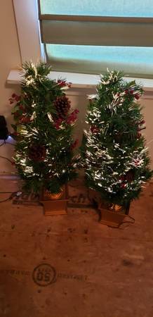 2 Matching 3 Foot Tall Fiber Optic Decorative Trees