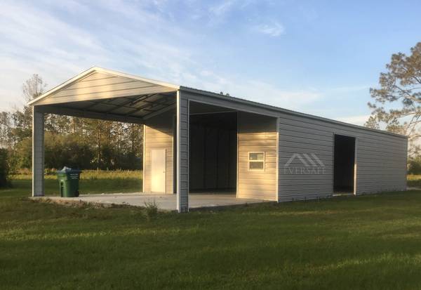 Steel Buildings – Garage Carport Hybrid