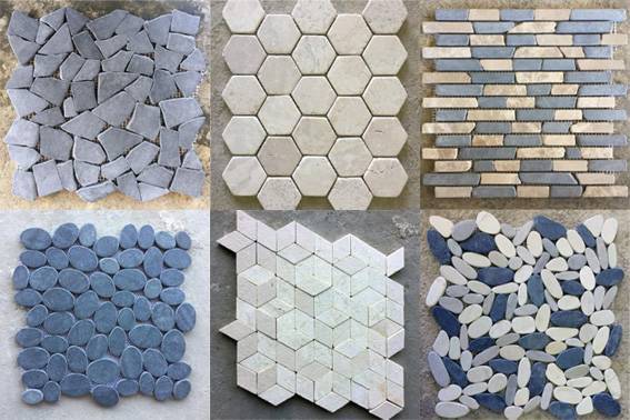 Mosaic Pebble Tile for showers, borders, and accents. Big selection.