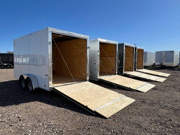 7X12 & 7X14 Cargo Trailers – Semi Screwed – D Rings – Stabilizer Jacks