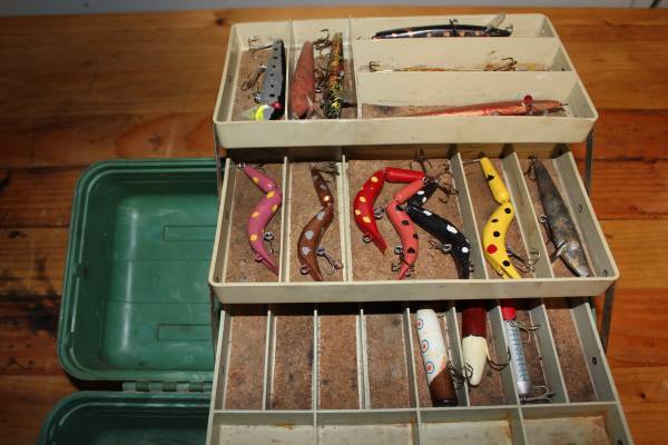 Vintage Tackle Fishing Box and Lures