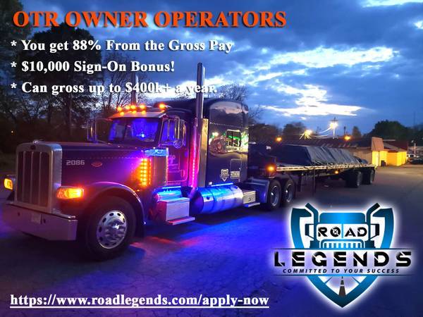 GET 2 weeks %100 of GROSS and $10,000 Sign-On – CDL OWNER OPERATORS