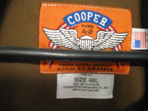 ????Genuine Cooper A2 Air Force “Bomber” Flight Jacket