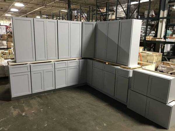 New Gray Shaker Kitchen Wood Cabinets & Bathroom Vanity Cupboards!