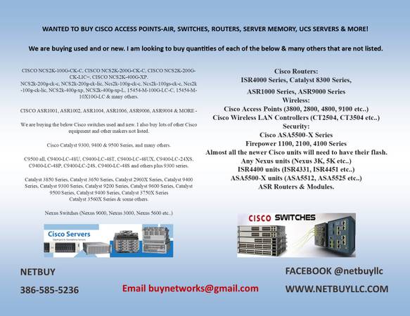 WE BUY CISCO NEXUS, ASR, 9000, 9200, 9300, 9400, 9500 SERIES SWITCHES