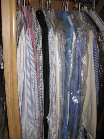 ????Men’s clothing, XL 17.5 x 35″ shirts, jackets silk ties, pants