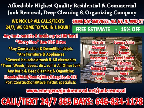 (24/7 $99!!)JUNK GARBAGE REMOVAL CONSTRUCTION DEBRIS FURNITURE HOARDER