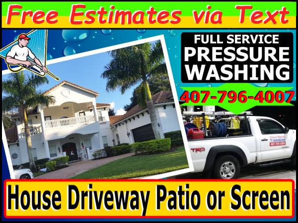 PRESSURE WASHING CLEANING: House DriveWay Pool Screen Patio POWER WASH