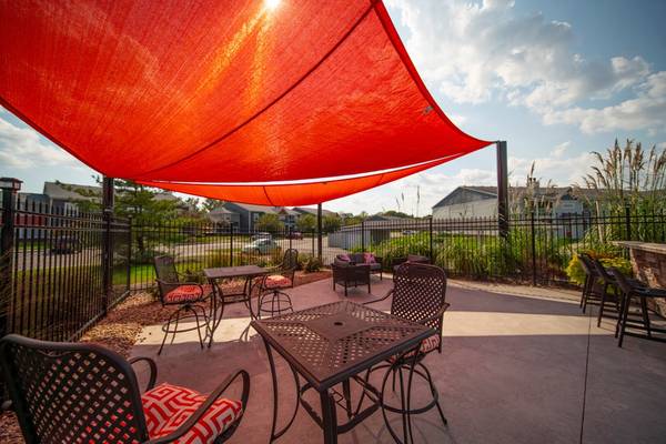 Community garden, BBQ area, Subway tile backsplash