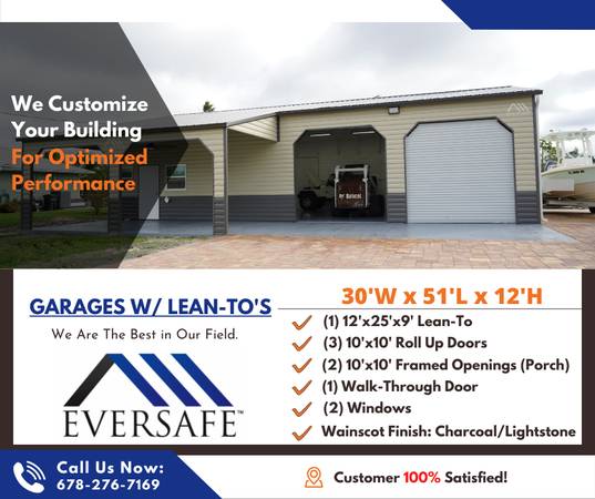 Steel Buildings – Garage Carport Hybrid