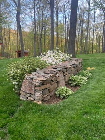 2 stacked stone / rock landscaping walls