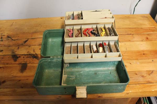 Vintage Tackle Fishing Box and Lures