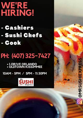 Hiring: Cashiers – Japanese Restaurant