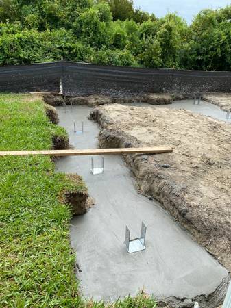 All concrete driveway, stamped concrete, pool deck, foundation,