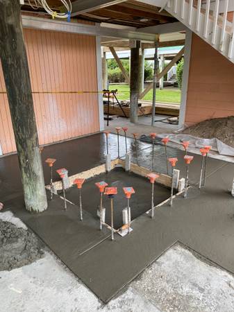 All concrete driveway, stamped concrete, pool deck, foundation,