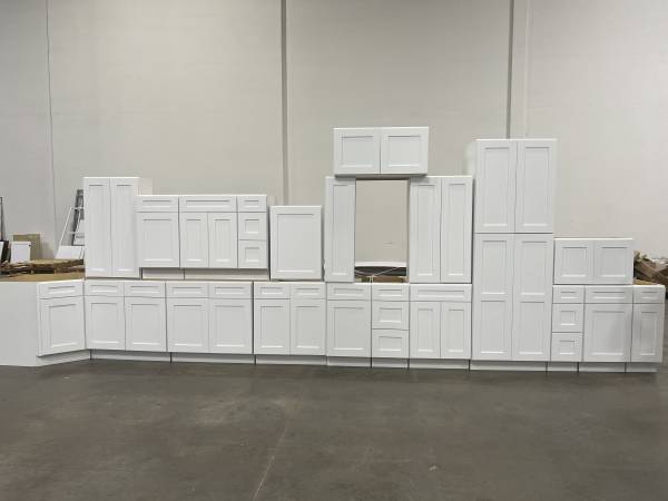 New Shaker White & Gray All Wood Kitchen Cabinets WHOLESALE