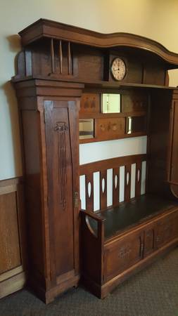 FABULOUS DUTCH CRAFTSMAN HALL TREE BENCH