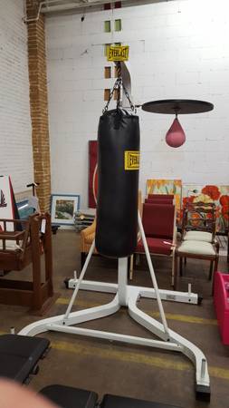 Boxing bag on heavy stand