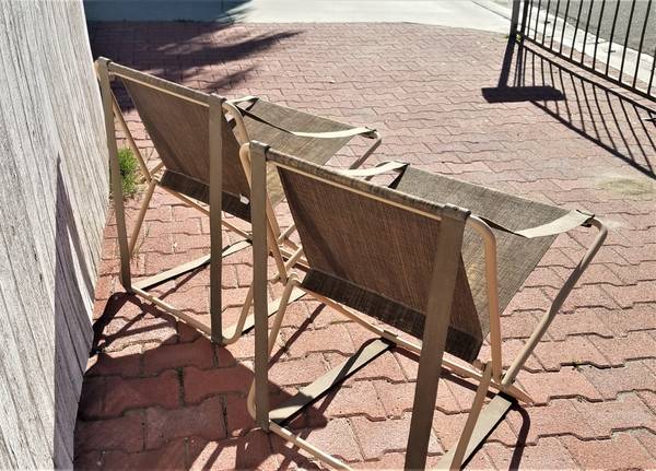 RARE Brown Jordan Folding Cricket Chairs designed by Henry Glass.