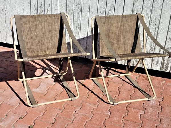 RARE Brown Jordan Folding Cricket Chairs designed by Henry Glass.