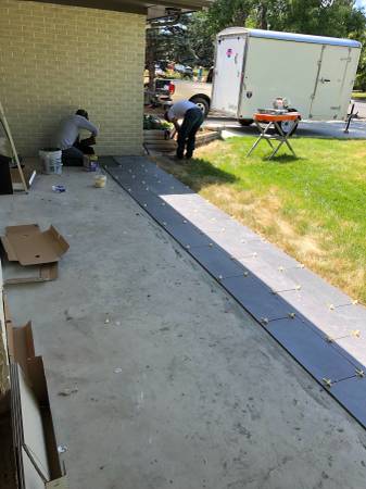 Tile and patios and fences framing Basement remodeling