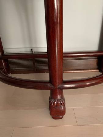 table, vintage, half moon, carved rosewood