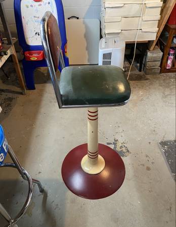 Antique Vintage Gas Station Soda Fountain Stool Art Deco