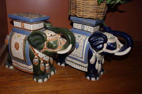 SET OF ELEPHANT PLANT STANDS- Ceramic