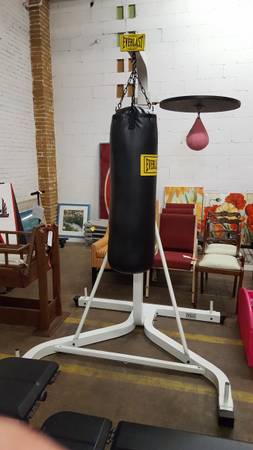 Boxing bag on heavy stand