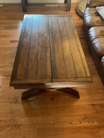 3 matching dark wood expansion tables