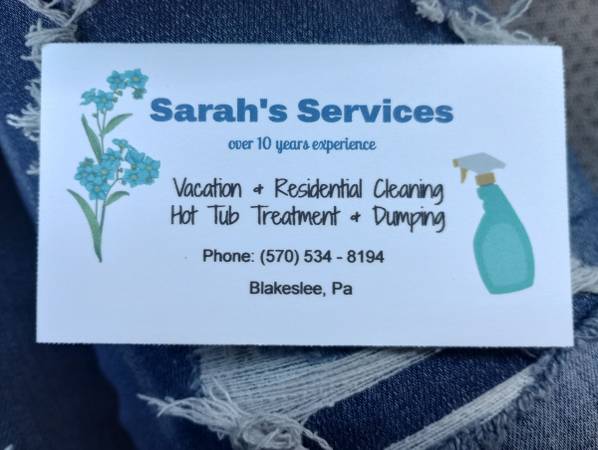 vacation/ residential cleanings/ hot tub treatment & dumping