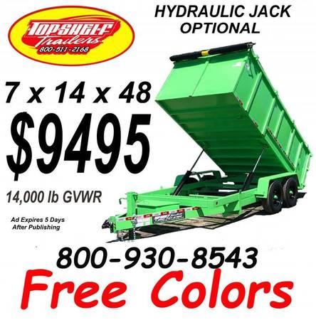 2023 LIME GREEN DUMP TRAILER 7 x 14 x 48 Save And Buy Factory Direct