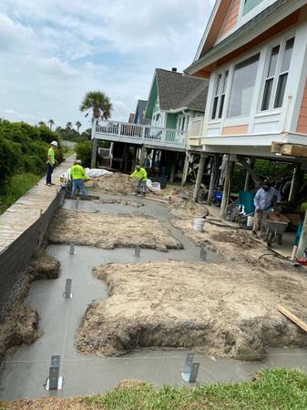 All concrete driveway, stamped concrete, pool deck, foundation,