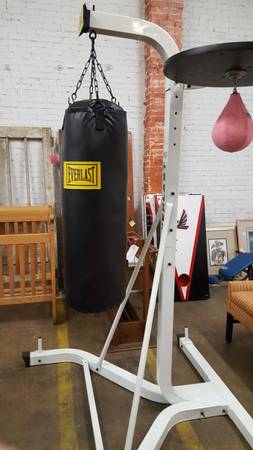 Boxing bag on heavy stand