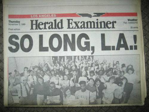 The Los Angeles HERALD EXAMINER NEWSPAPER STAND last used in 1989