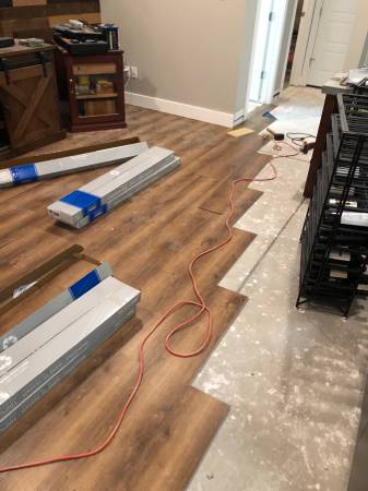 Tile and patios and fences framing Basement remodeling