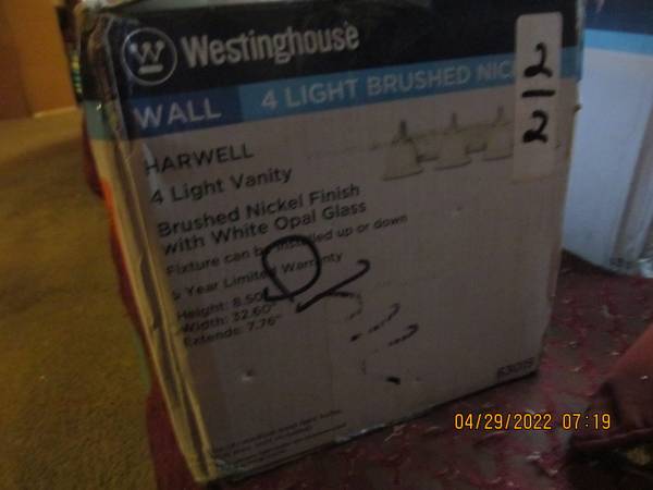 2 4 light vanity fixtures nib with glass shades